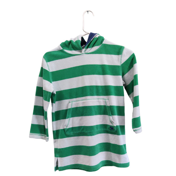 Mini Boden Other - Mini Boden White and Green Stripe Towel Hoodie Size 7/8Y #1180